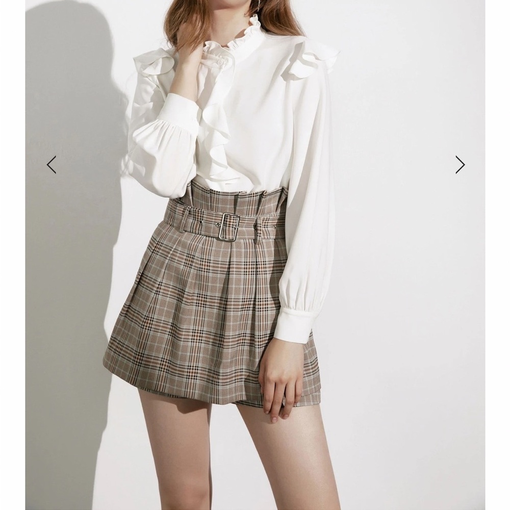 JING Plaid Skort with Belt